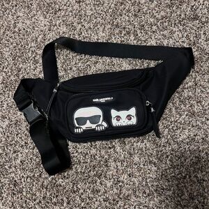 Karl Lagerfeld Black Belt Bag with Choupette